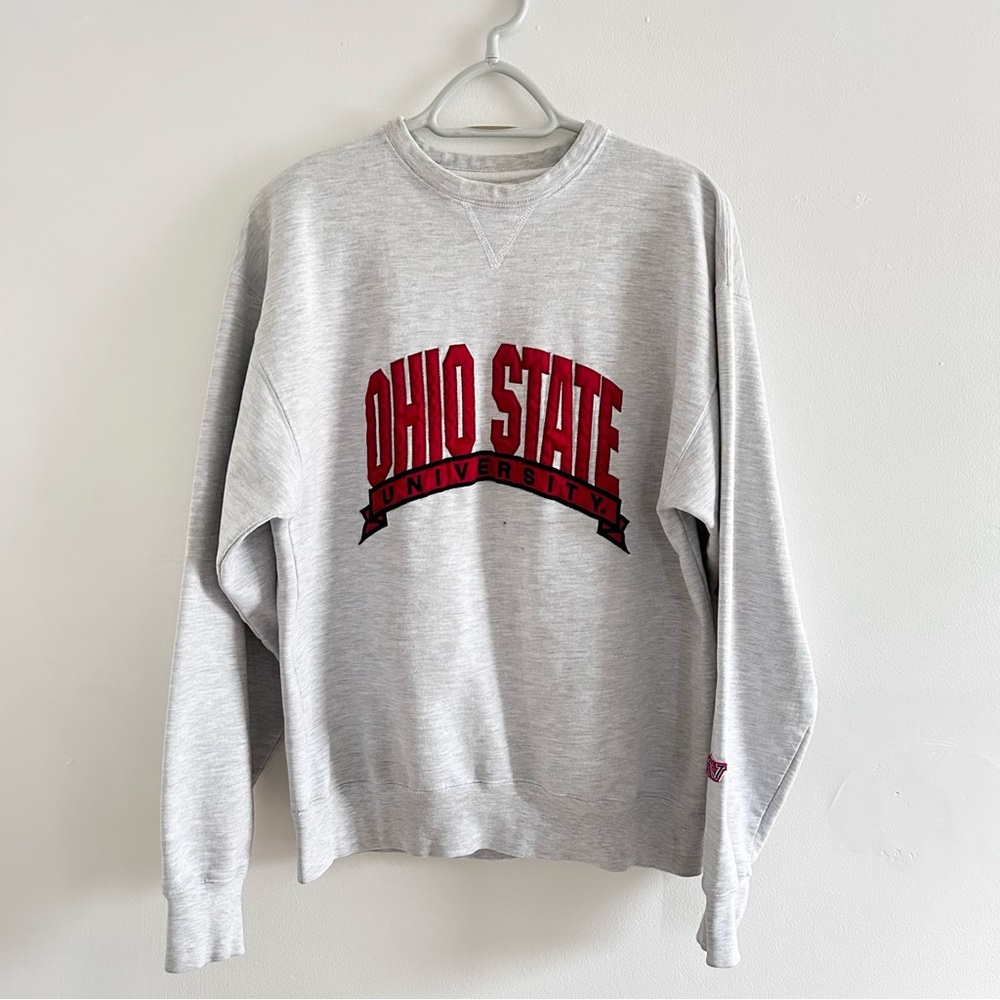 Vintage MV Sport Ohio State University Gray Crewneck Sweater Reverse Weave